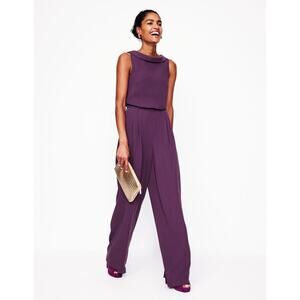 Boden Womens 8P Damon Purple Clarissa Jumpsuit Sleeveless Wide Leg Pockets NWT